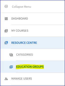 The main menu bar is open with the Education Groups option highlighted. 