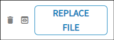 An image of the edit functionality shows a trash bin, a square for preview, and the replace file icon. 